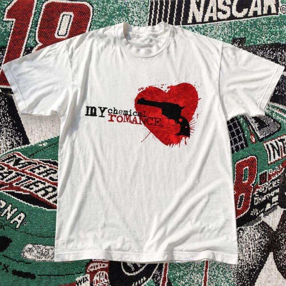 My Chemical Romance Heart Gun Graphic Tee White Unisex